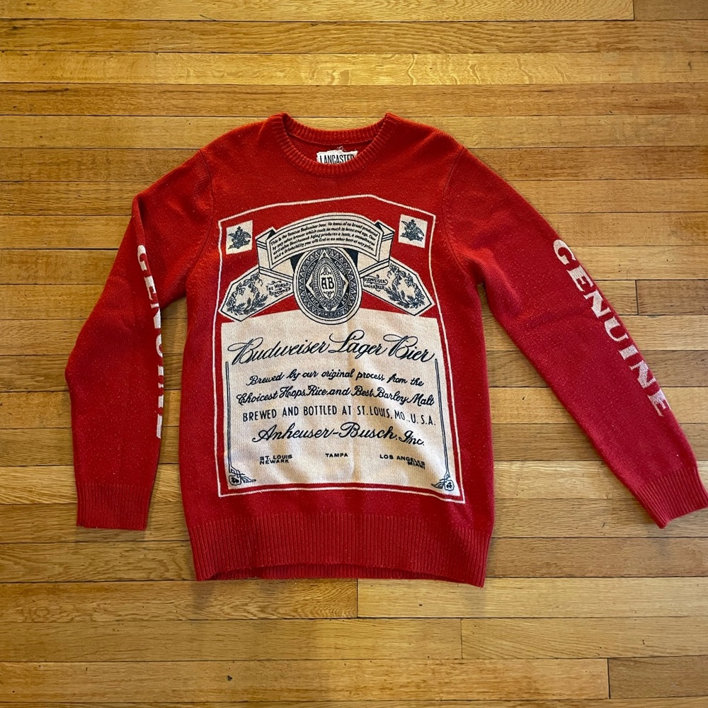 Budweiser Red Sweatshirt with Label Design